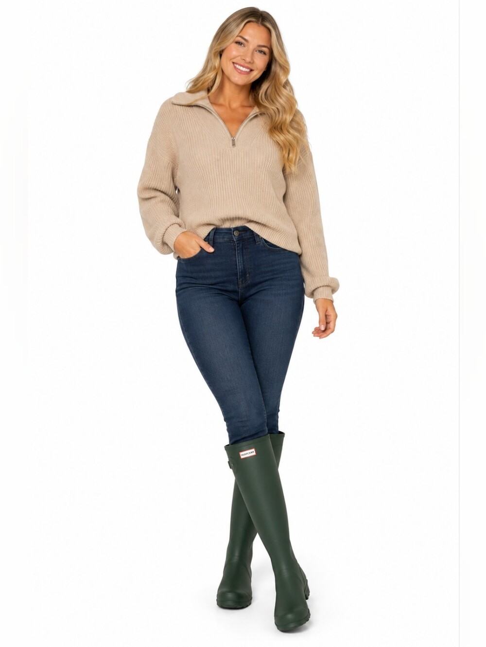 Hunter Dark Green Tall Rain Boots Women's Size 8